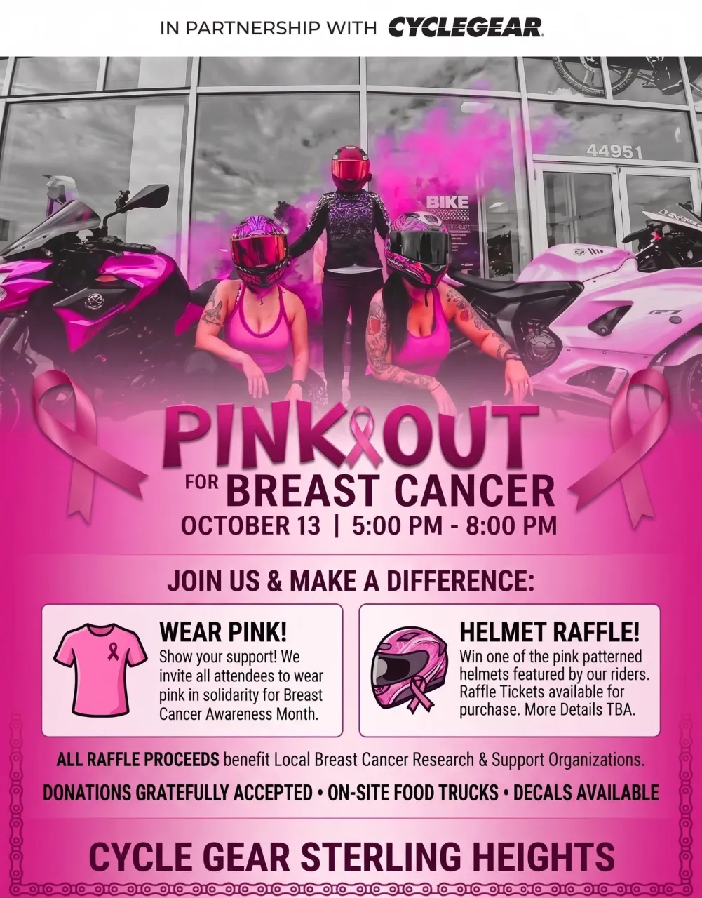 The Pink Out Bike Night flyer